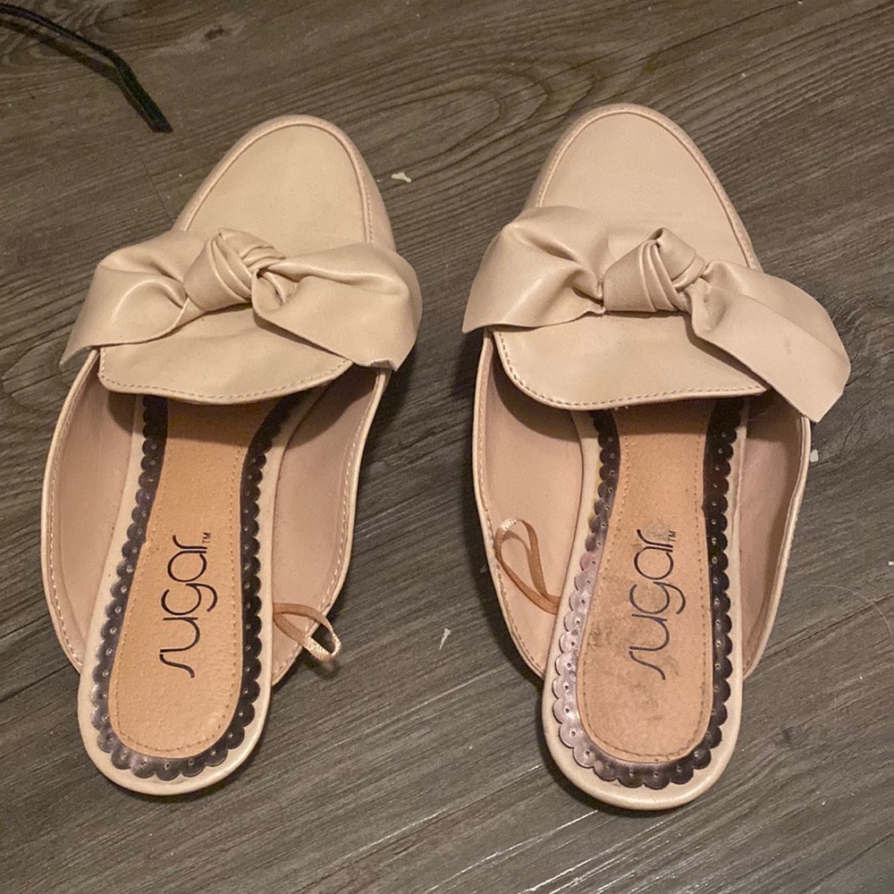 Bow tie beige mules